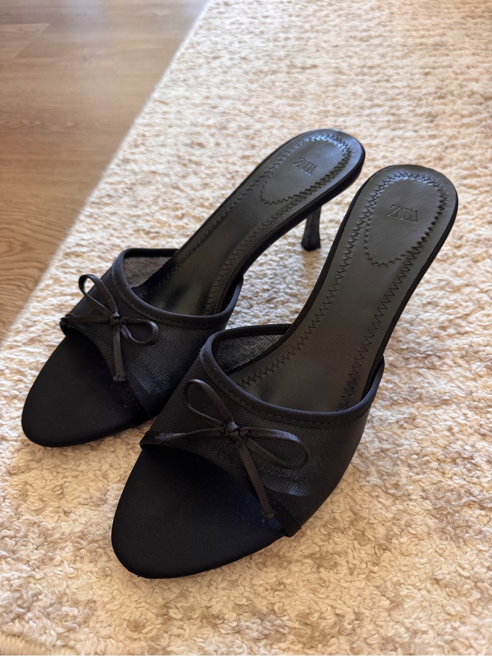 Zara Black Bow Slide Mules